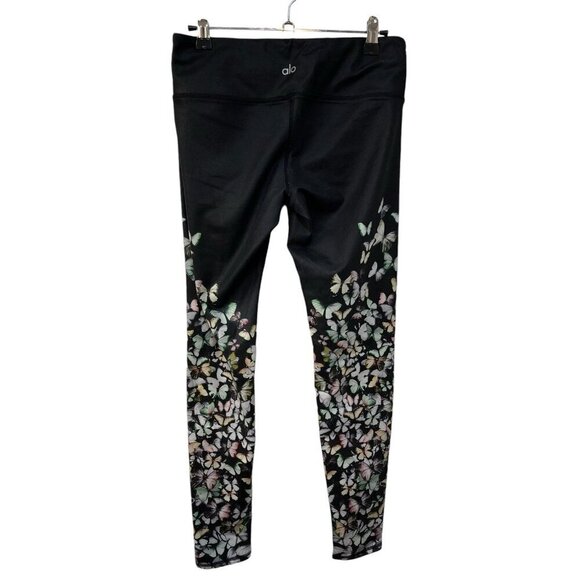 ALO Yoga Gypset Goddess Multicolor Butterflies Glossy Print Leggings Size Medium - Picture 3 of 7